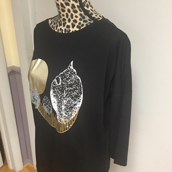 MEGI Collection black embellished top size L - Picture 3 of 6